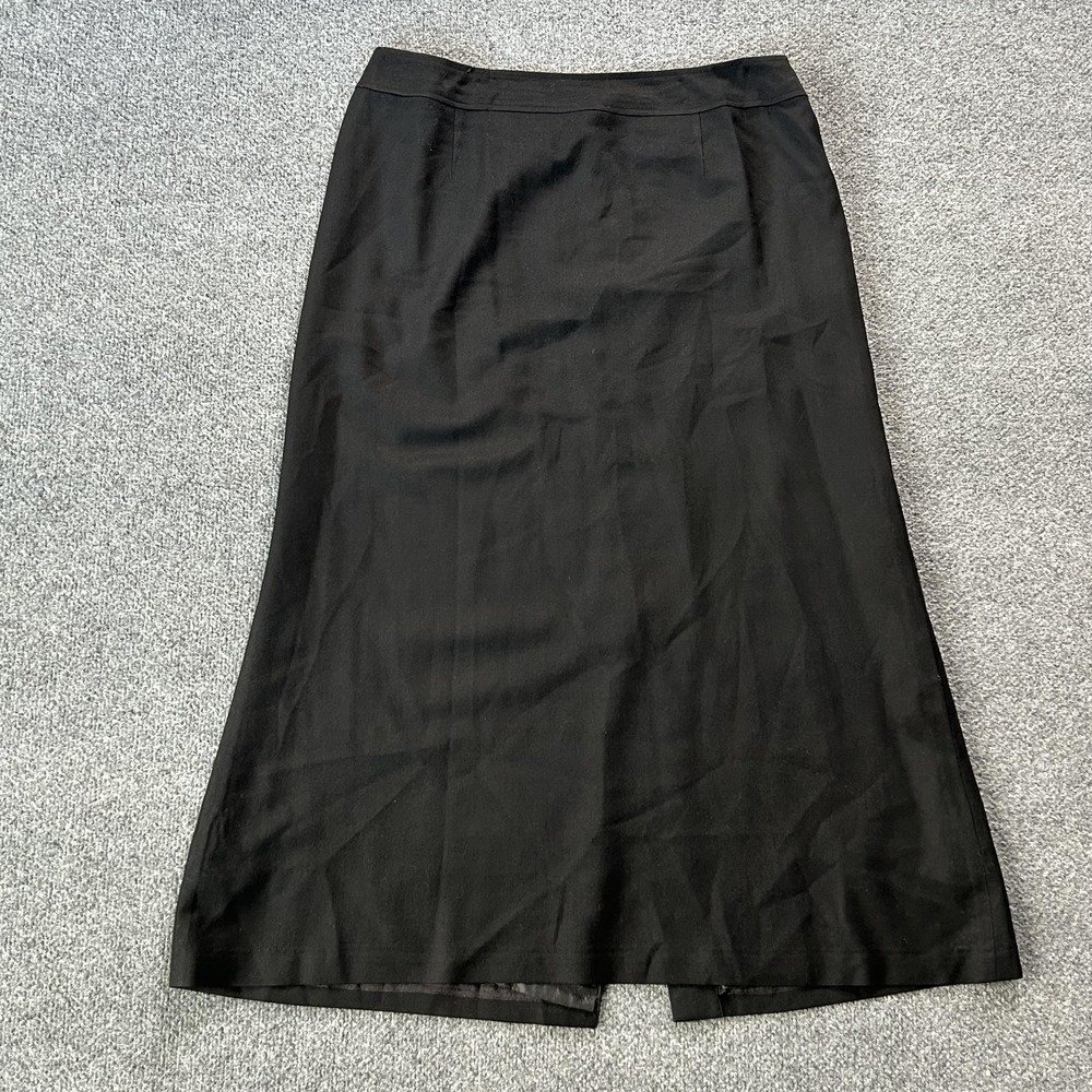 Talbots Skirt Womens 18 Black‎ Wool A Line Lined Long  Slit USA Workwear Vinatge